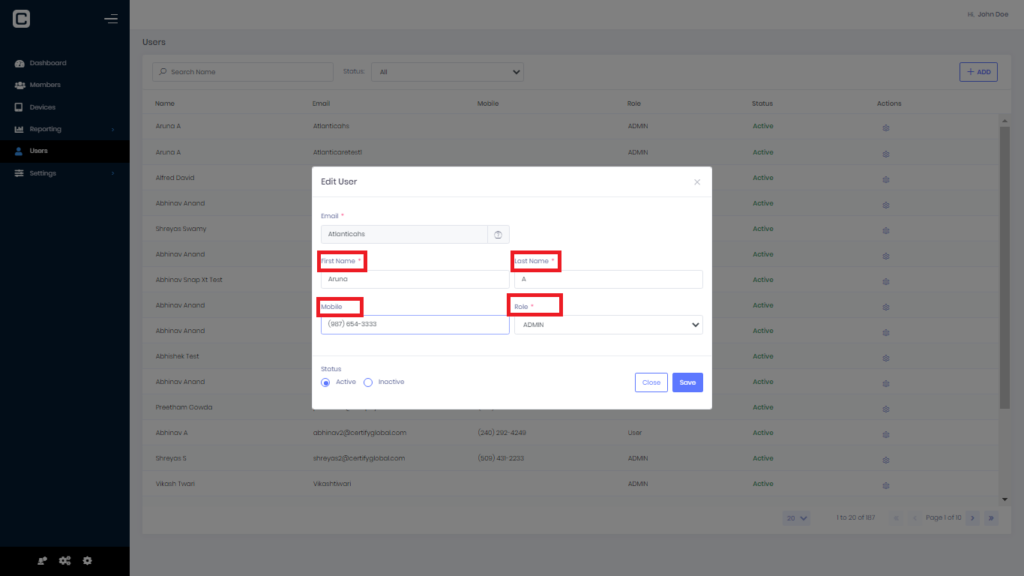 Edit Users – Help Certify – CERTIFY.me
